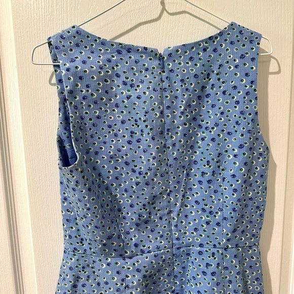 J. Crew Blue Scalloped Edge Basketweave Floral Sheath Dress - Picture 9 of 10